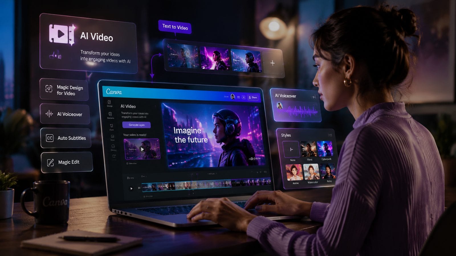 Illustration: how to create ai videos with canva