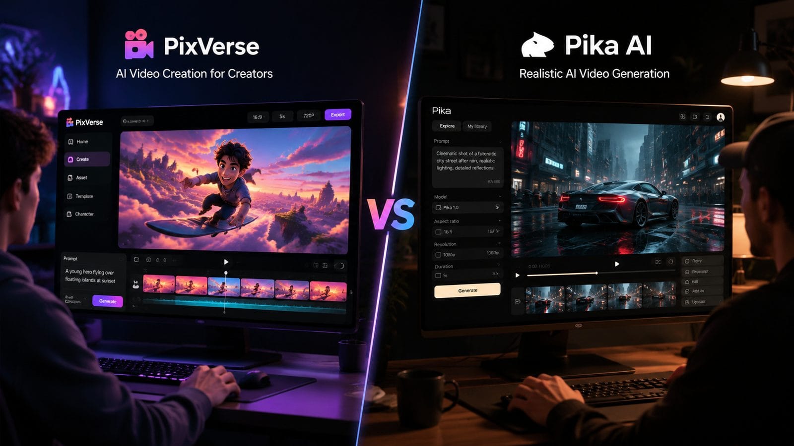 Illustration: PixVerse vs Pika AI video comparison