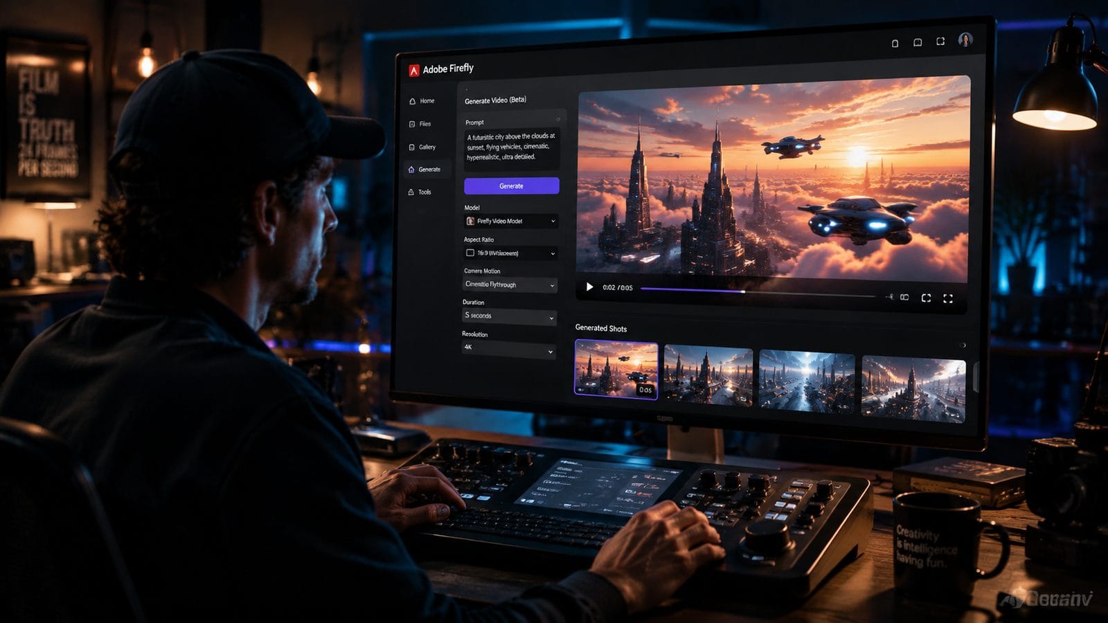 Illustration: adobe firefly unlimited ai video generation