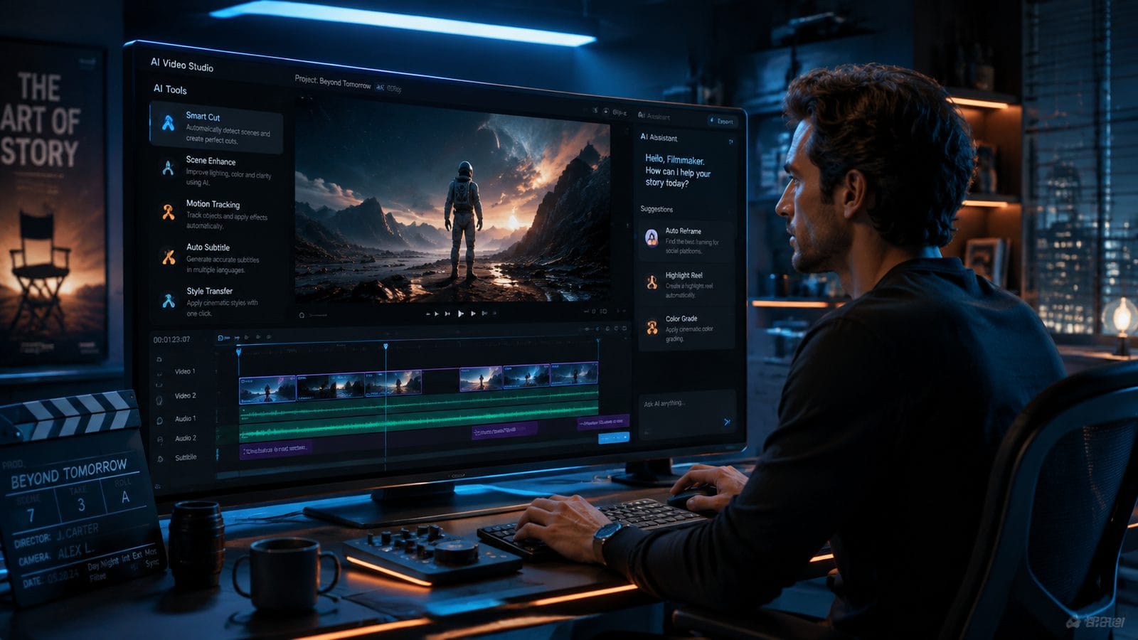 Illustration: ai video editing vs adobe premiere