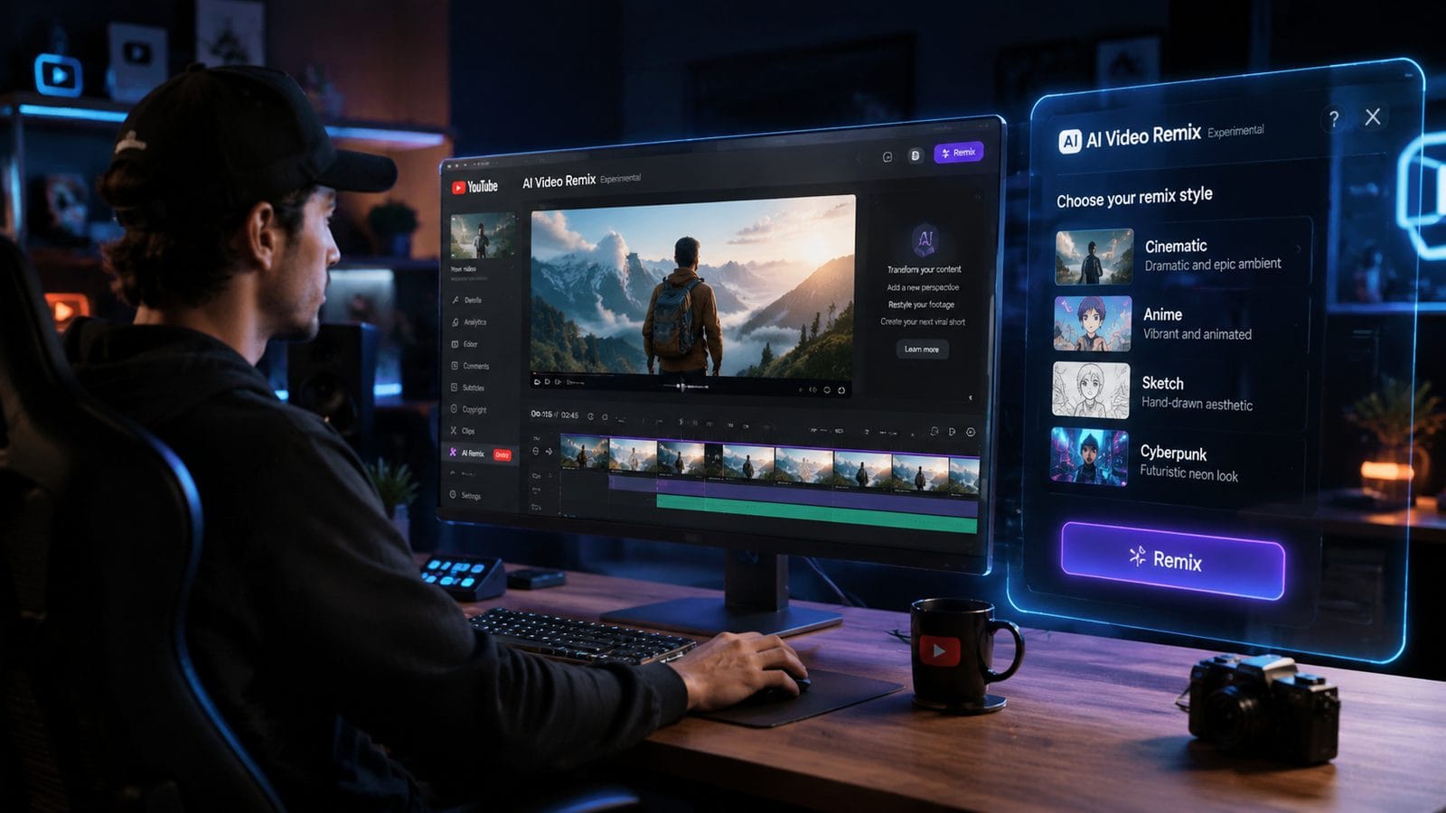 Illustration: youtube ai video remix feature