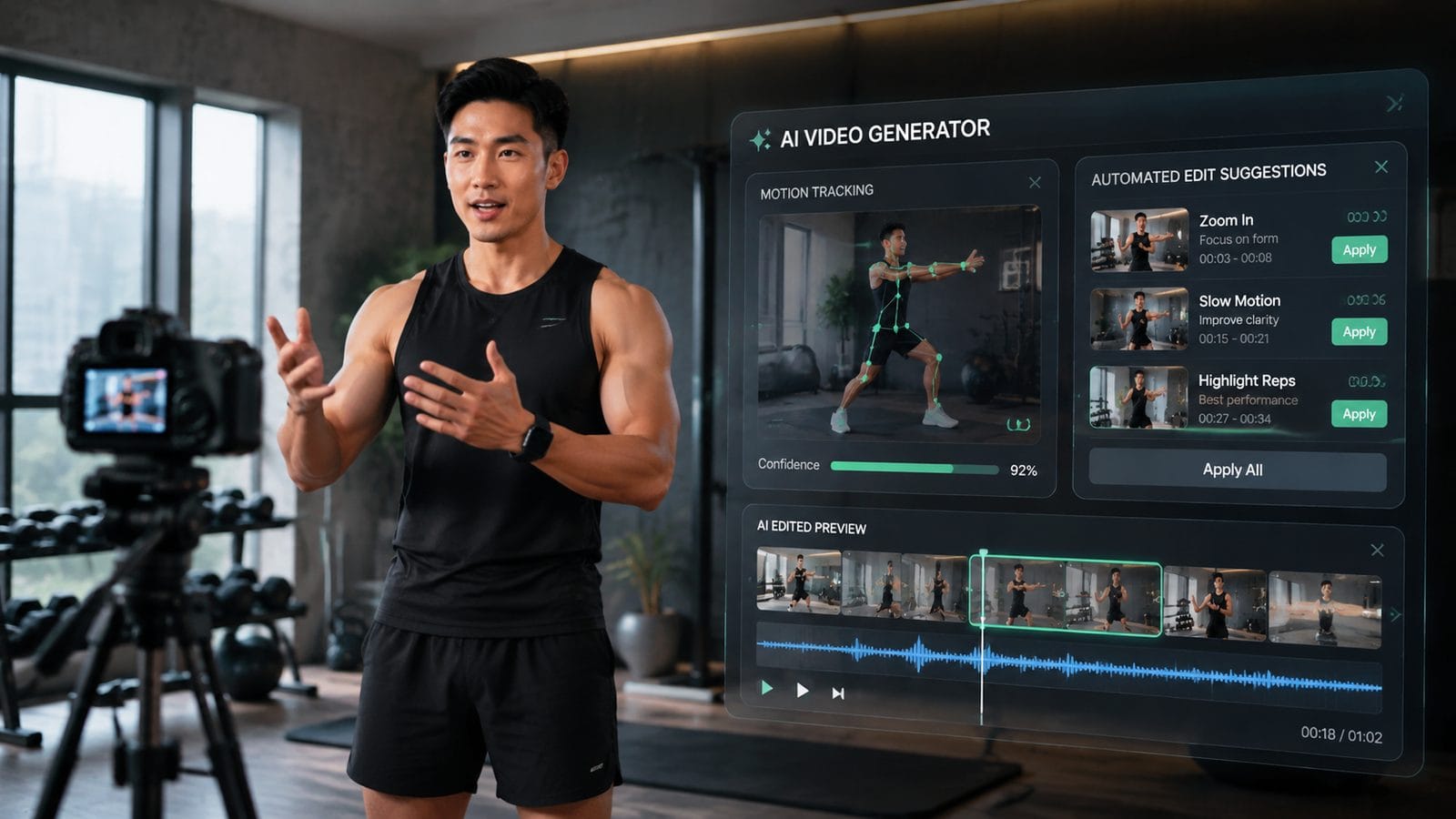 Illustration: ai video generator for fitness content