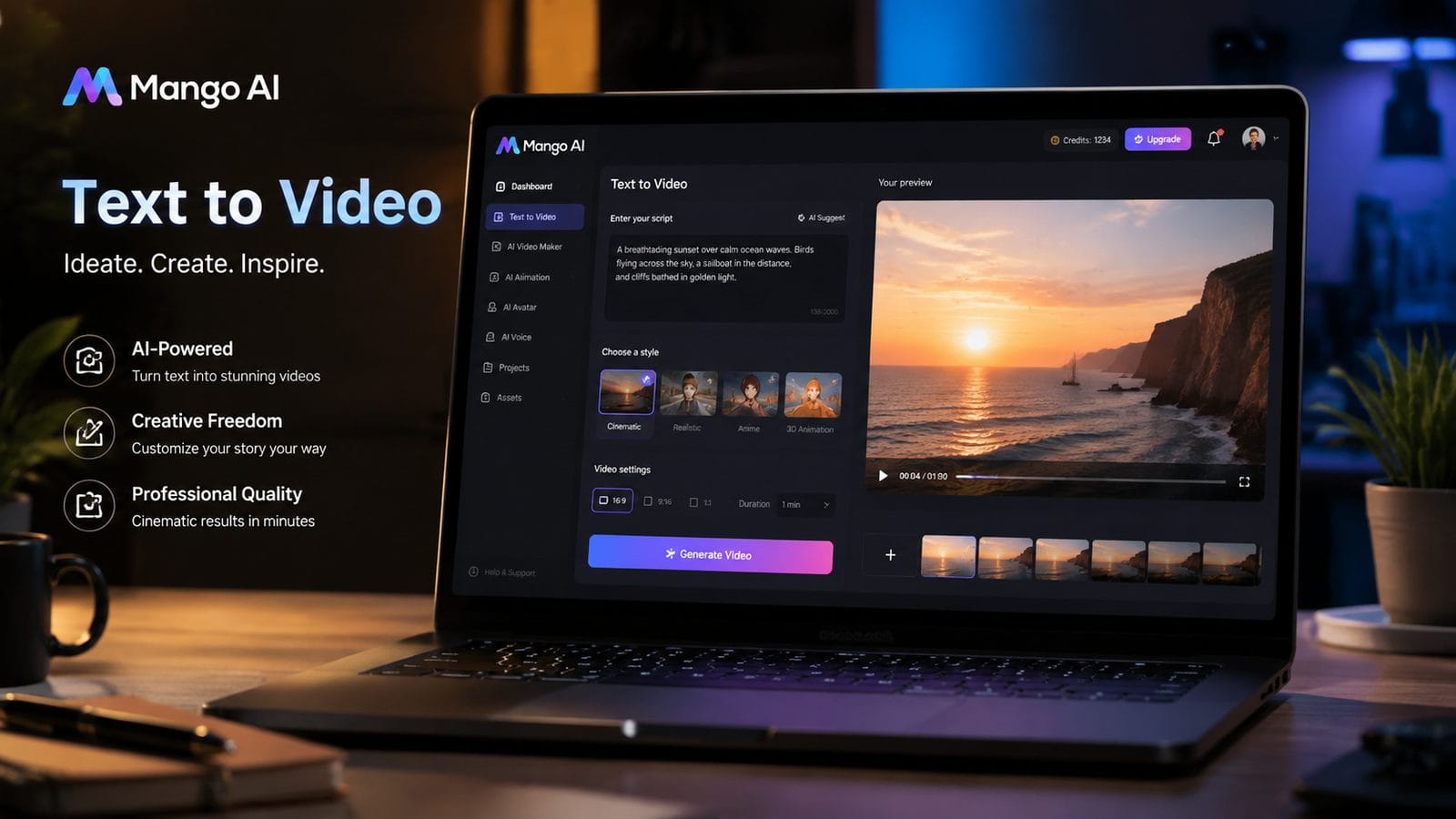 Illustration: mango ai text to video tool