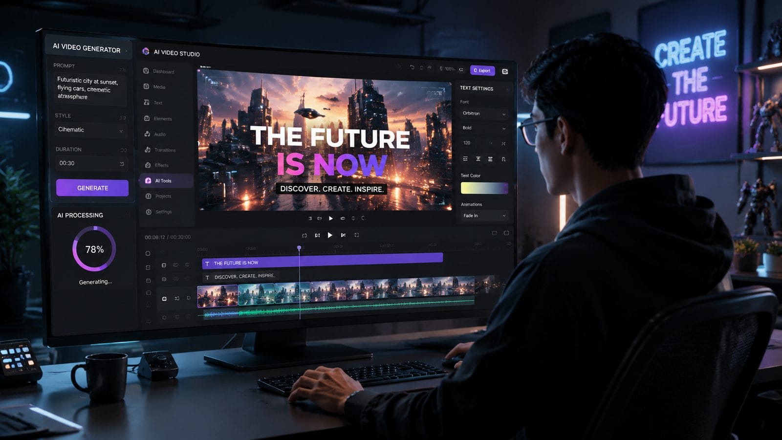 Illustration: ai video generation with text overlays