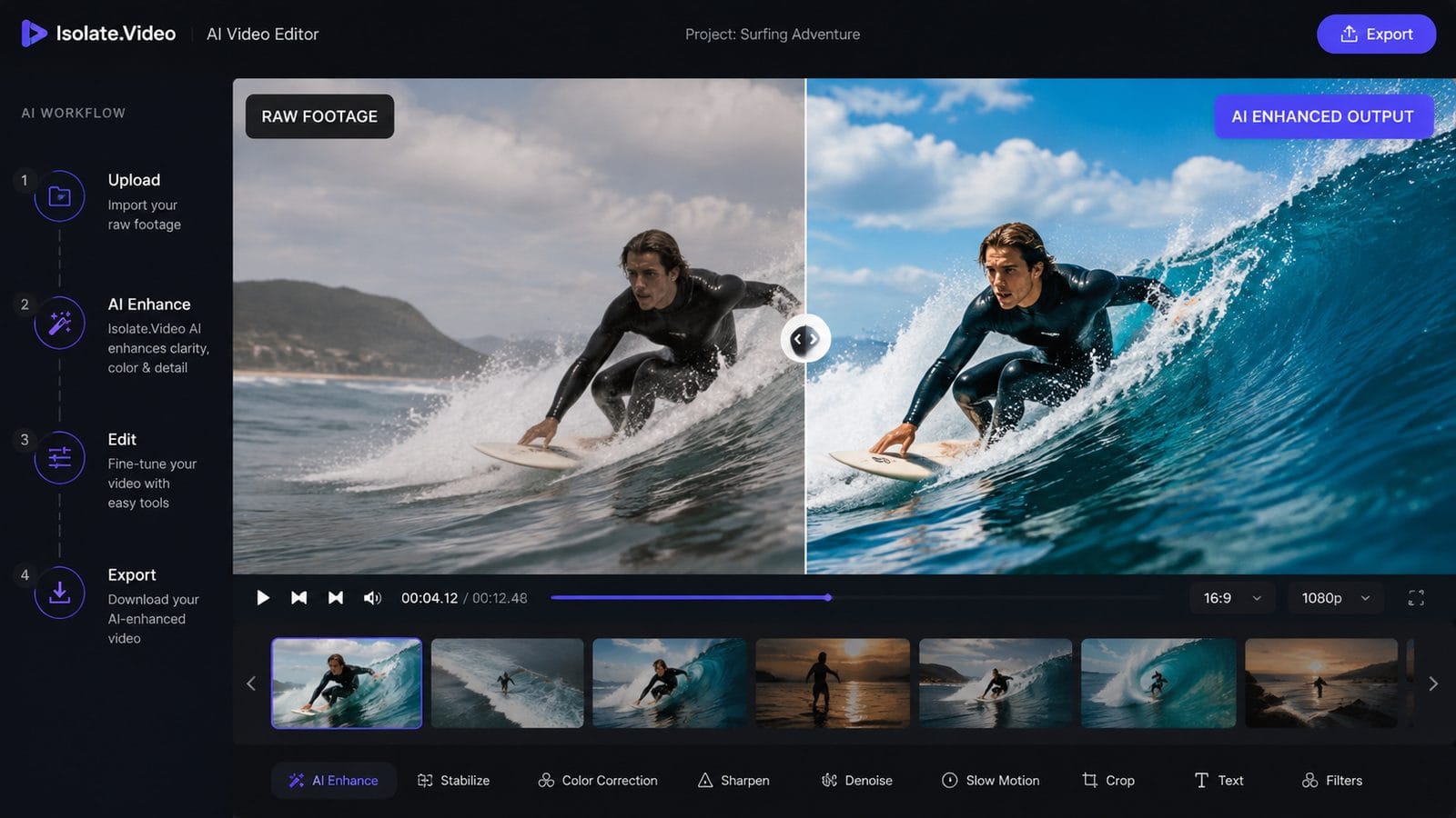 isolate.video ai video editor workflow