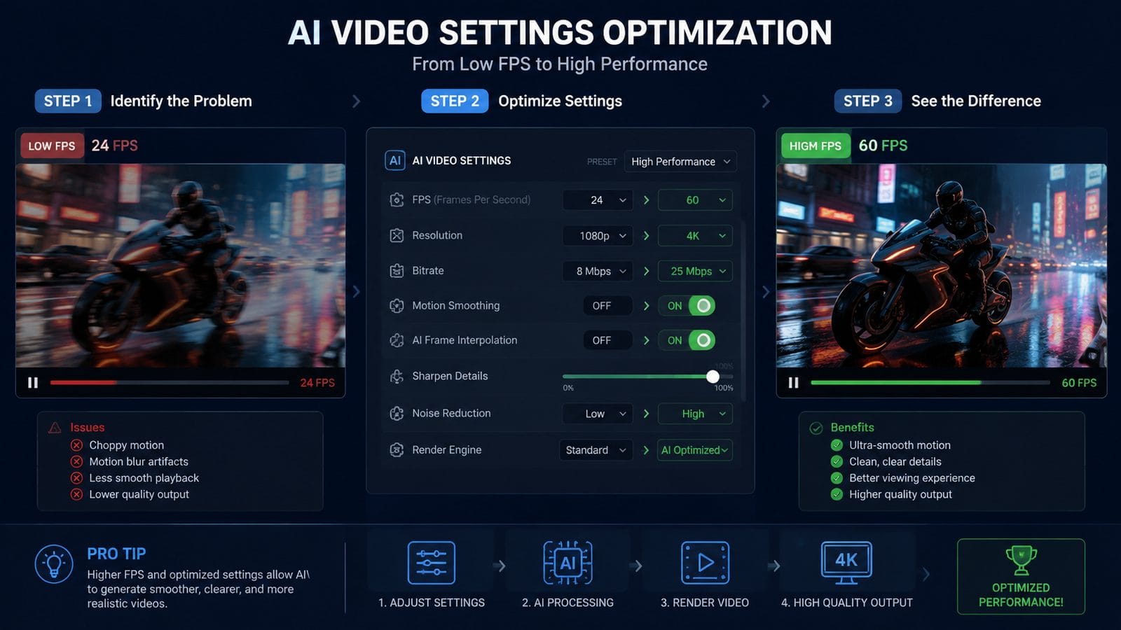why my ai video has low fps workflow