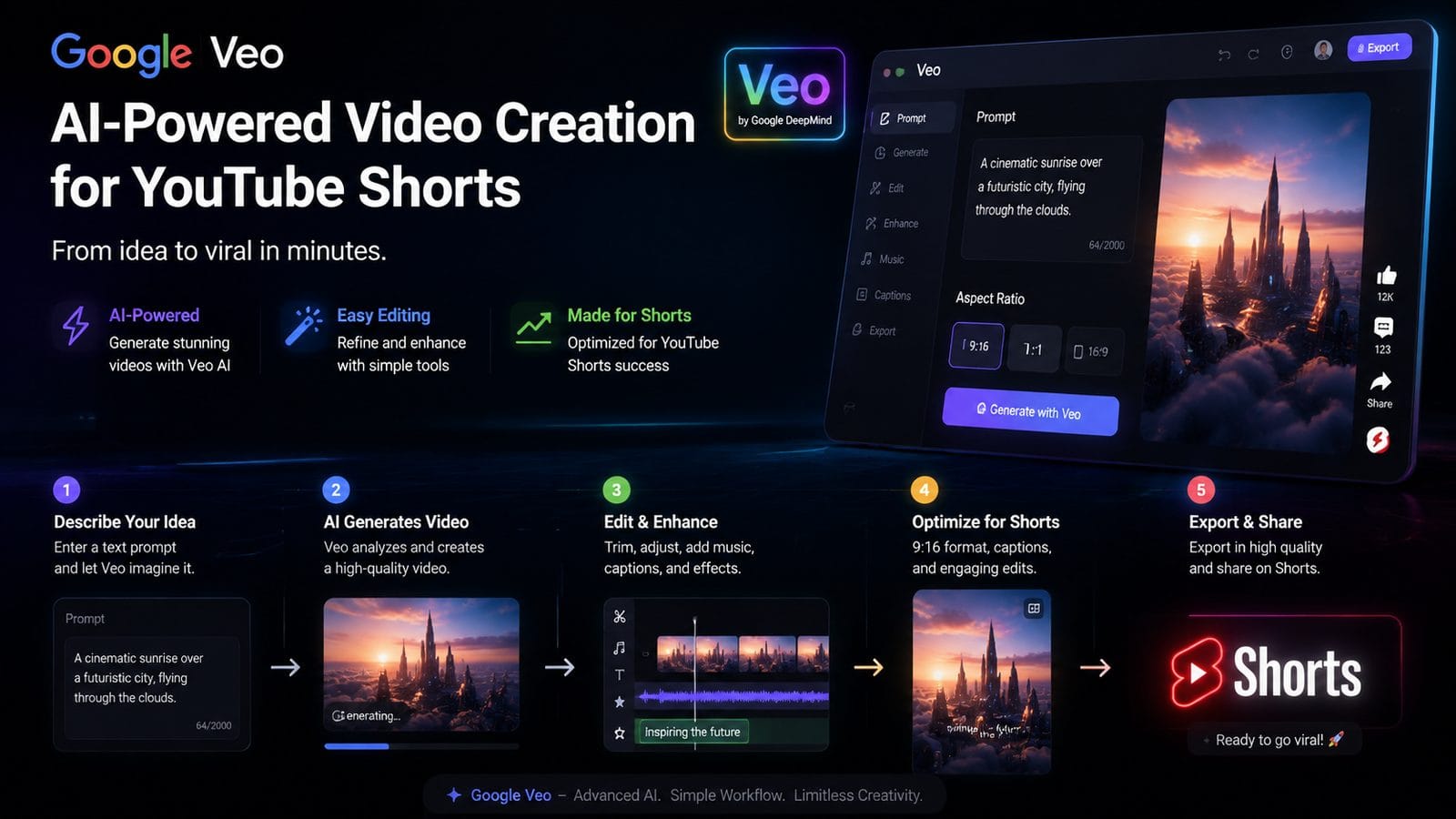 google veo youtube shorts workflow