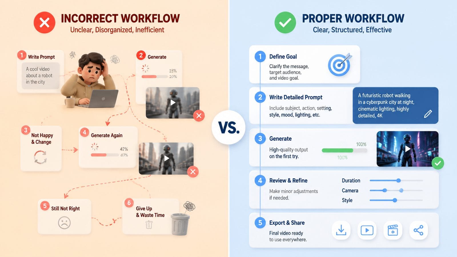 beginner errors in text to video conversion workflow