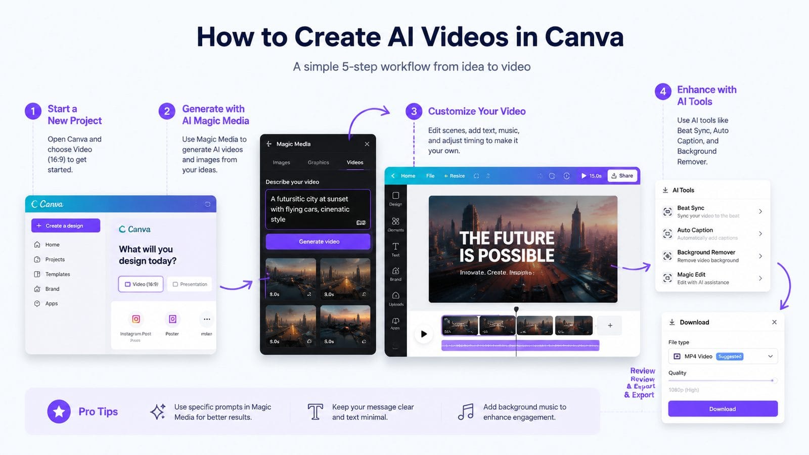 how to create ai videos with canva workflow