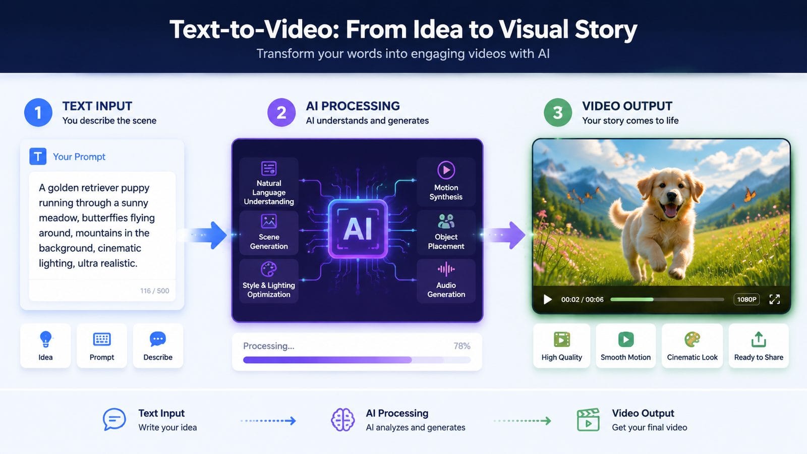 how text to video works workflow