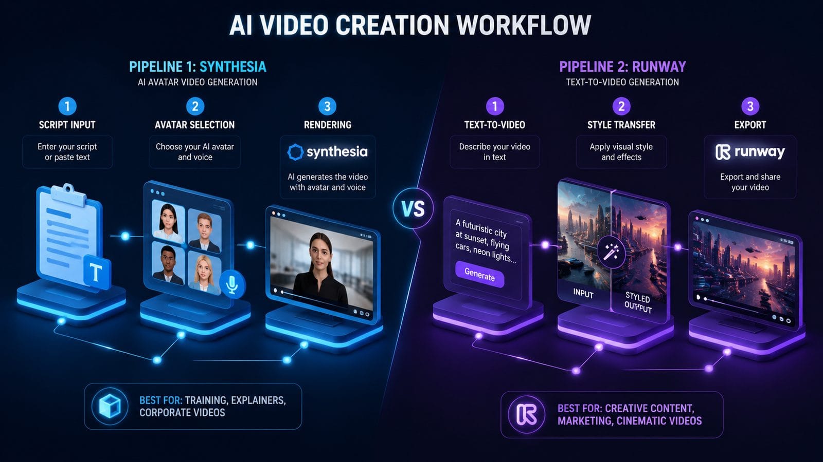 comparison of ai video generation tools workflow