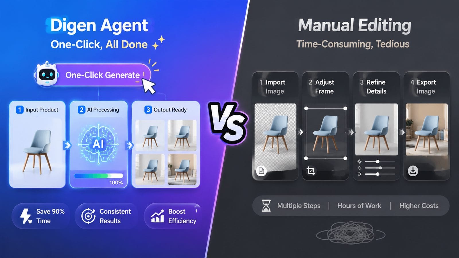 Digen agent vs manual AI video creation workflow
