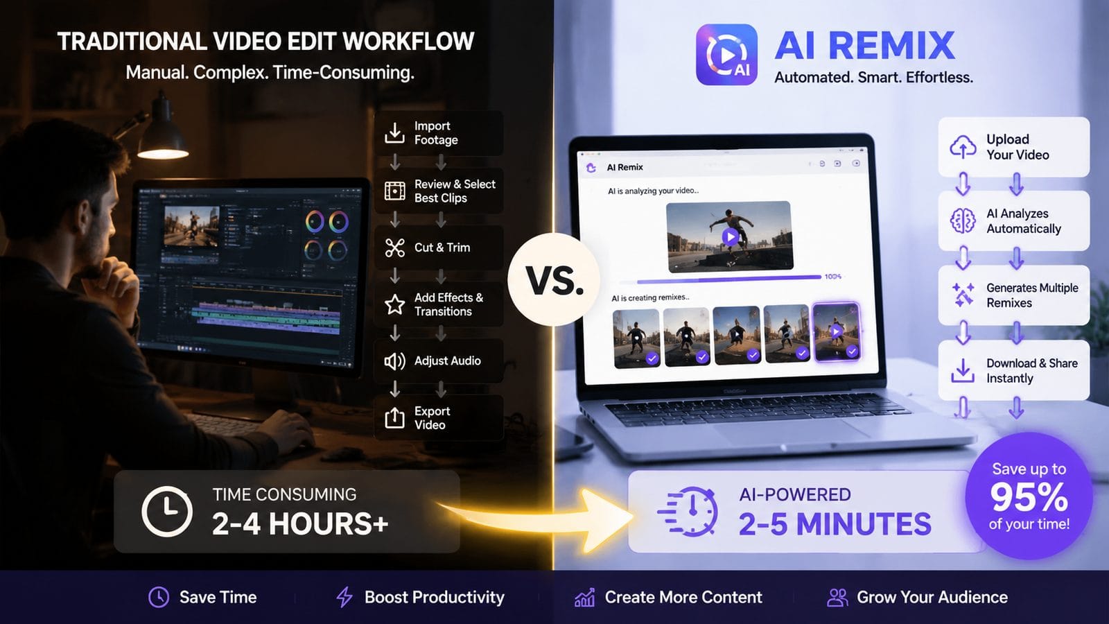 youtube ai video remix tool workflow