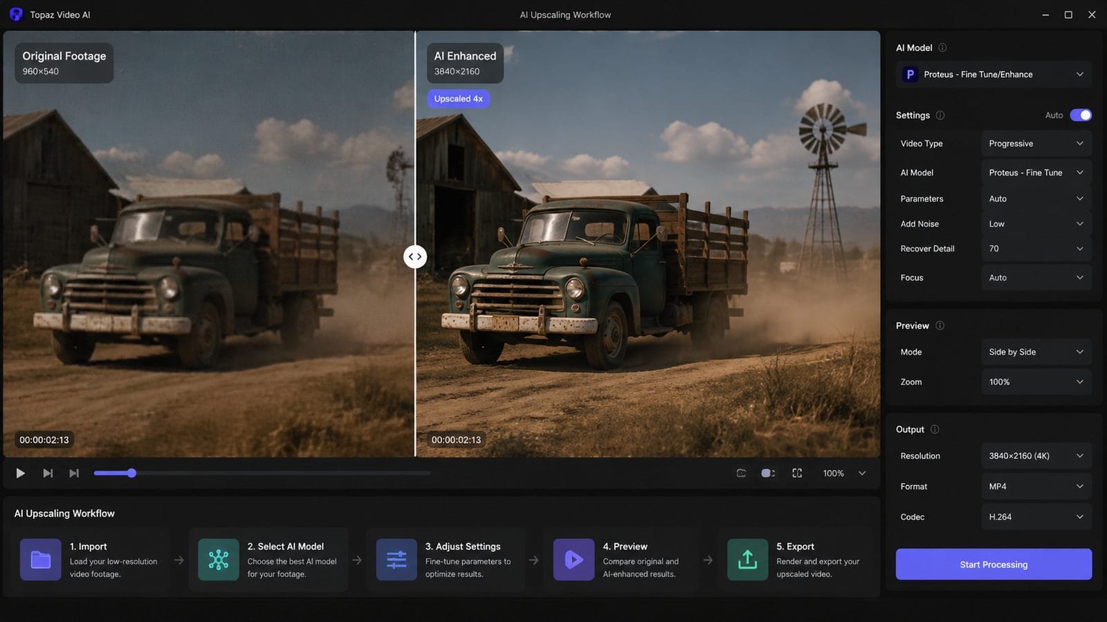 how to use ai for video upscaling workflow