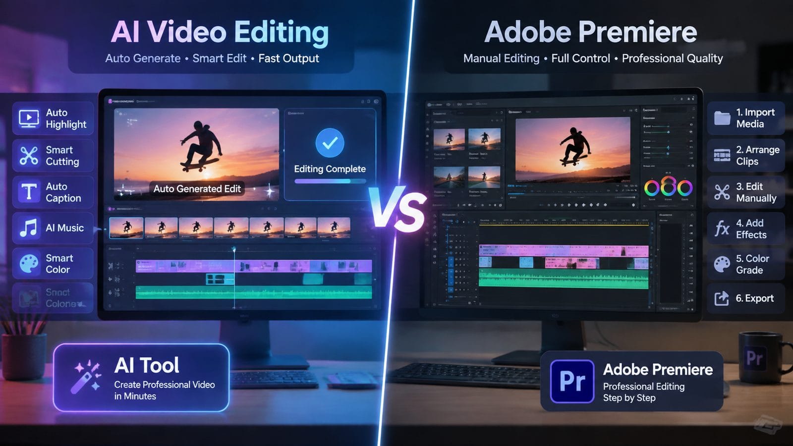 ai video editing vs adobe premiere workflow