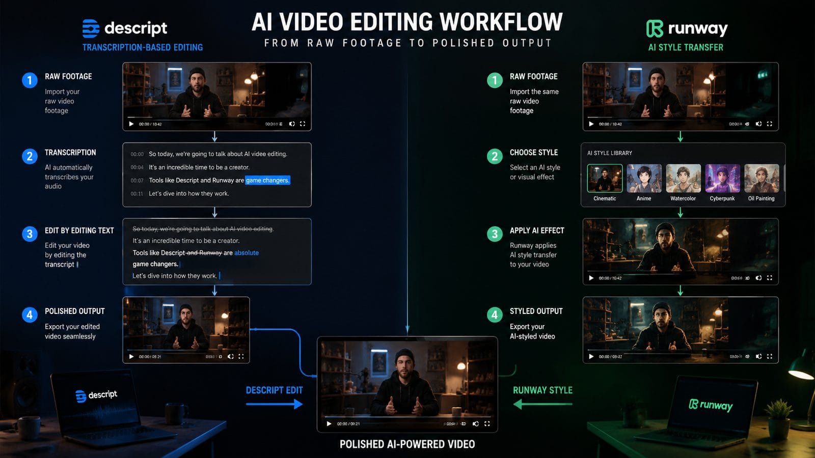 descript vs runway ml for video editing workflow