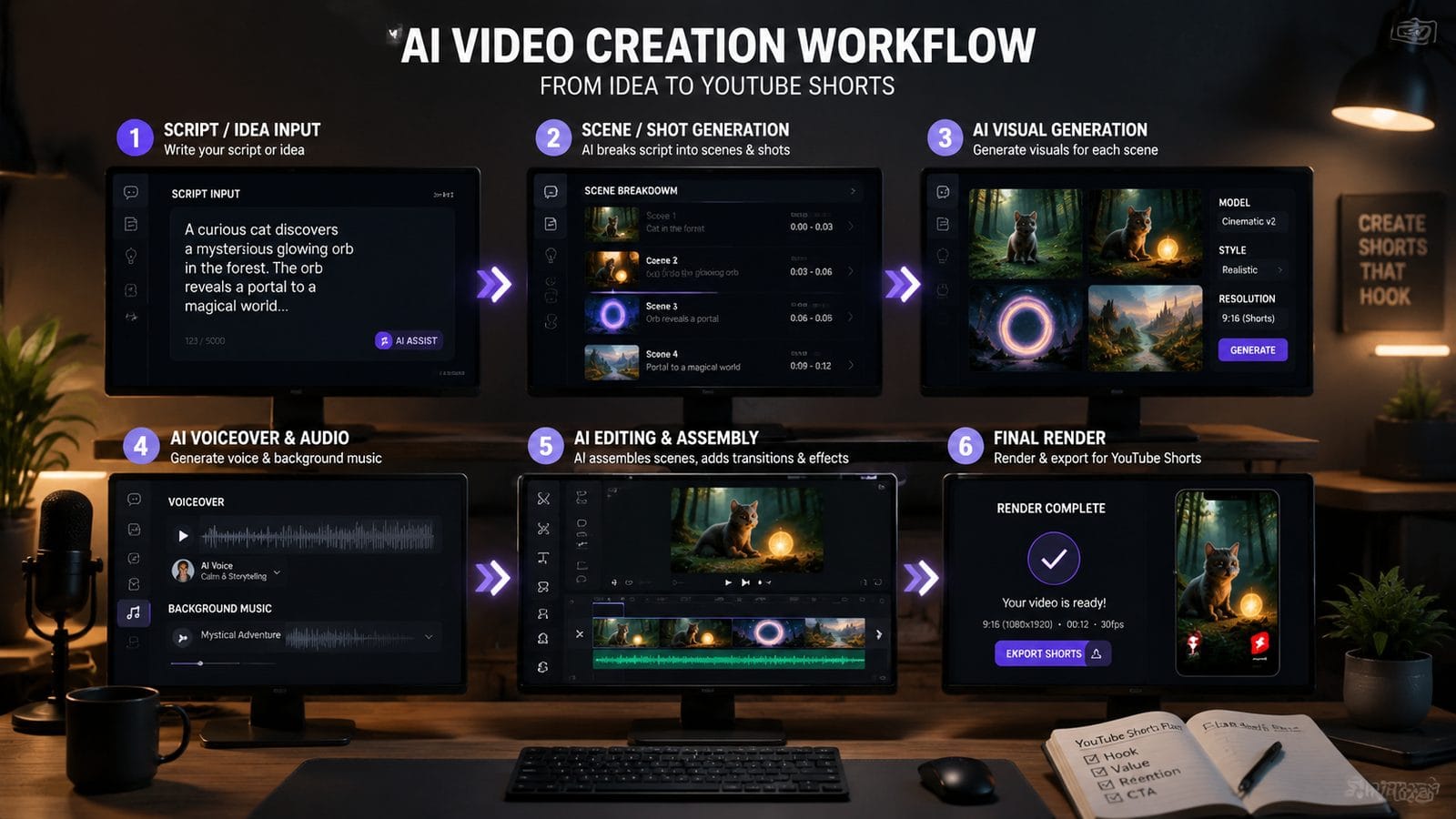how to create ai video for youtube shorts workflow
