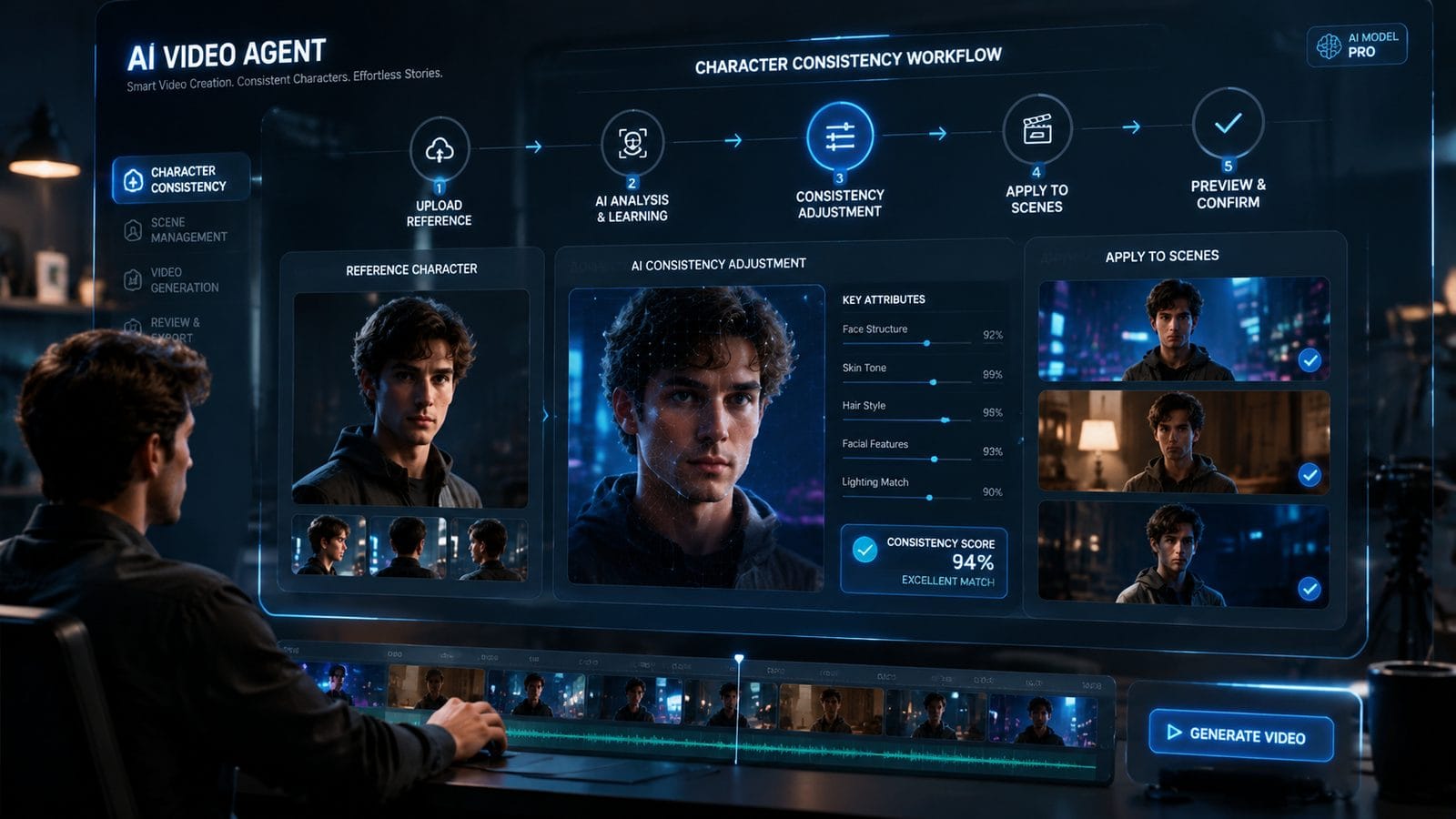 AI video agent consistent characters workflow