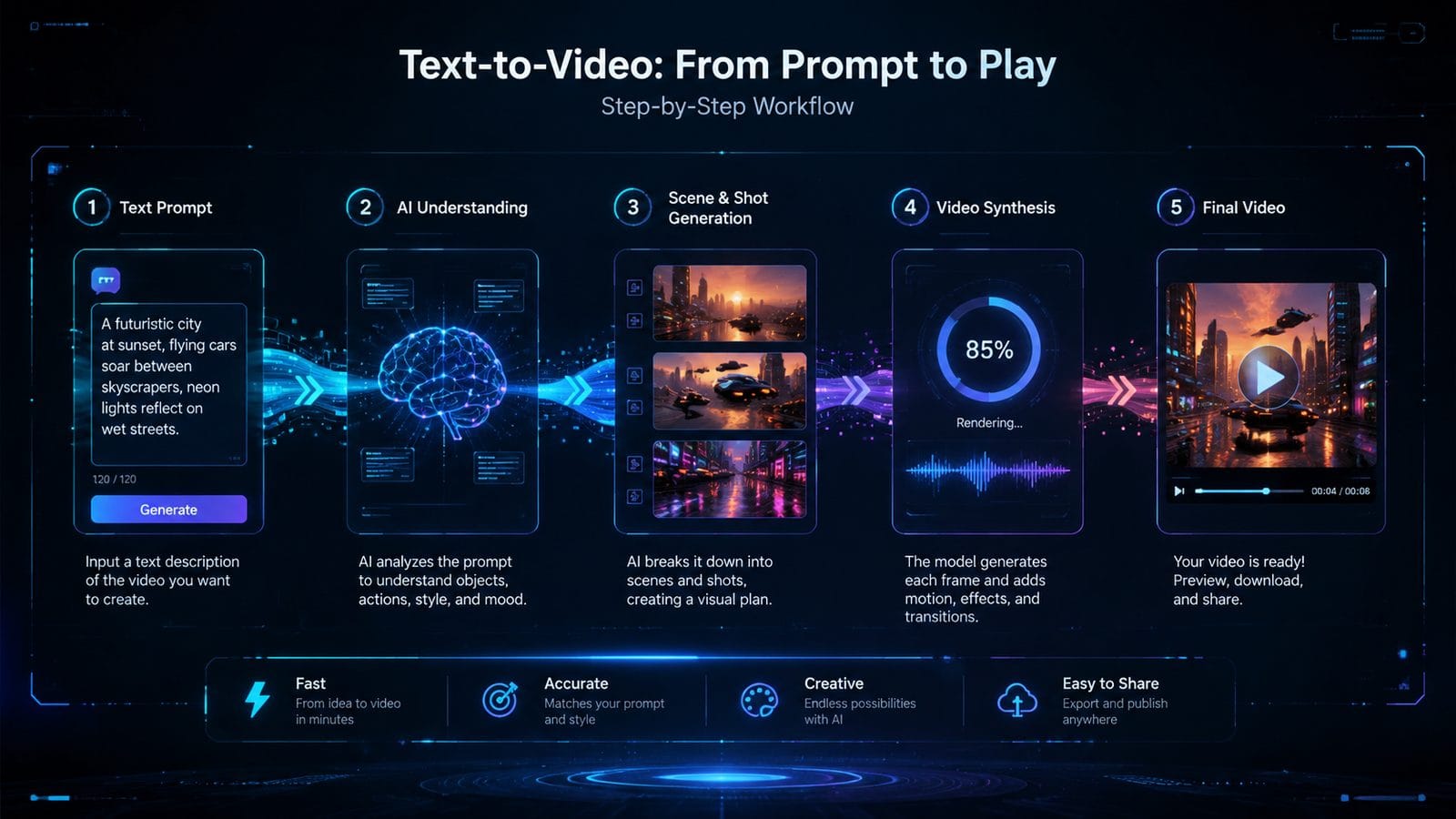 top text to video ai startups workflow