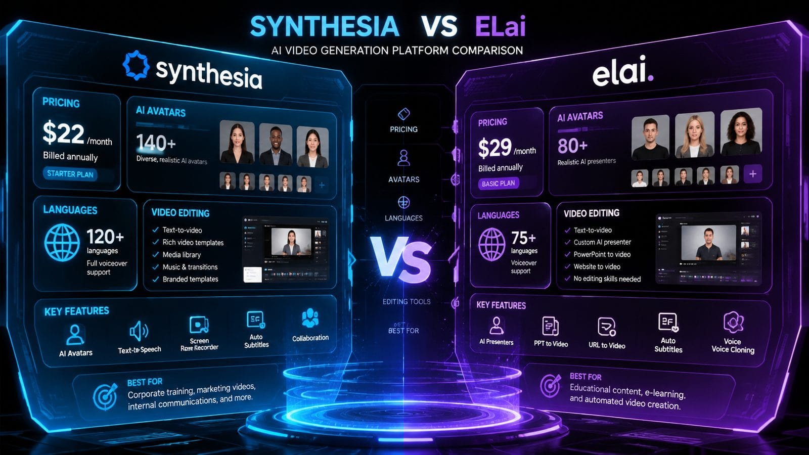 synthesia vs elai comparison 2026 workflow