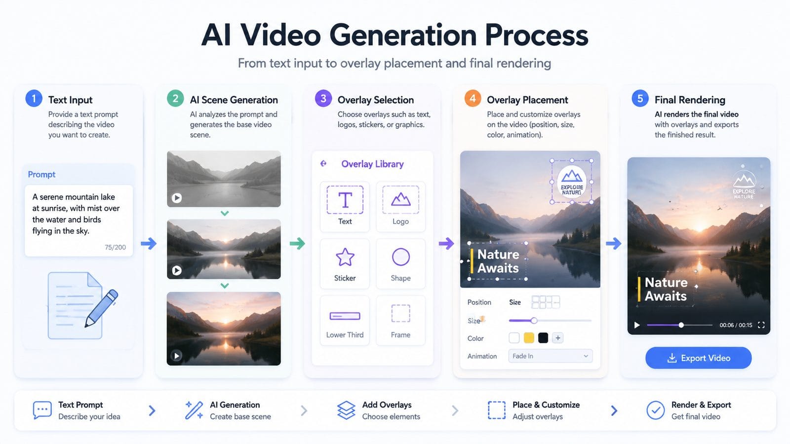 ai video generation with text overlays workflow