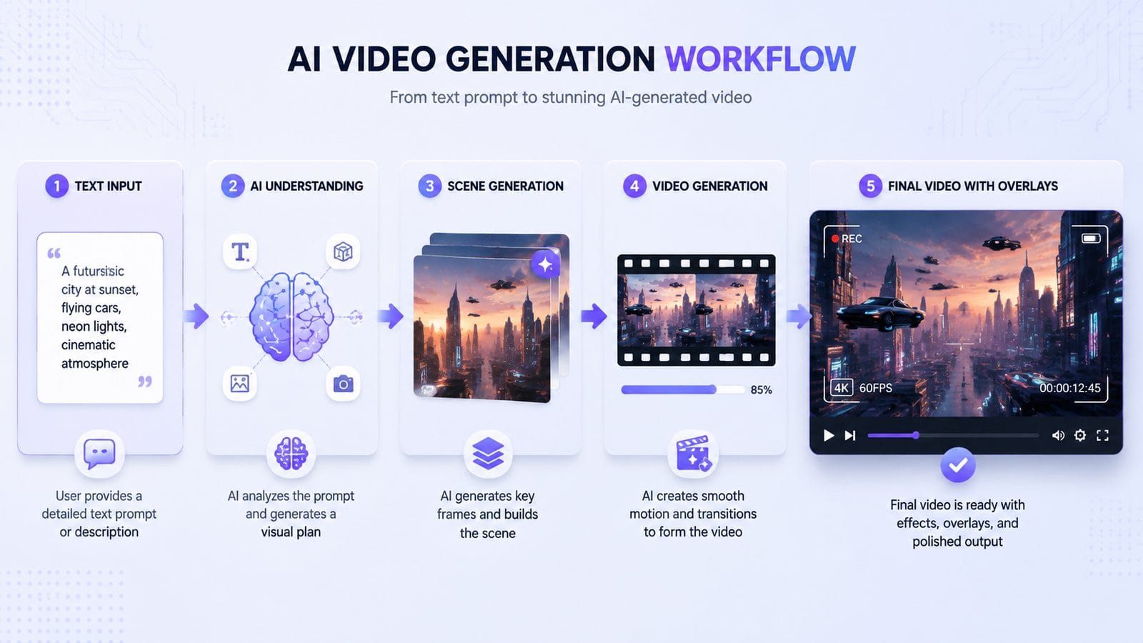 ai video generation with text overlays workflow