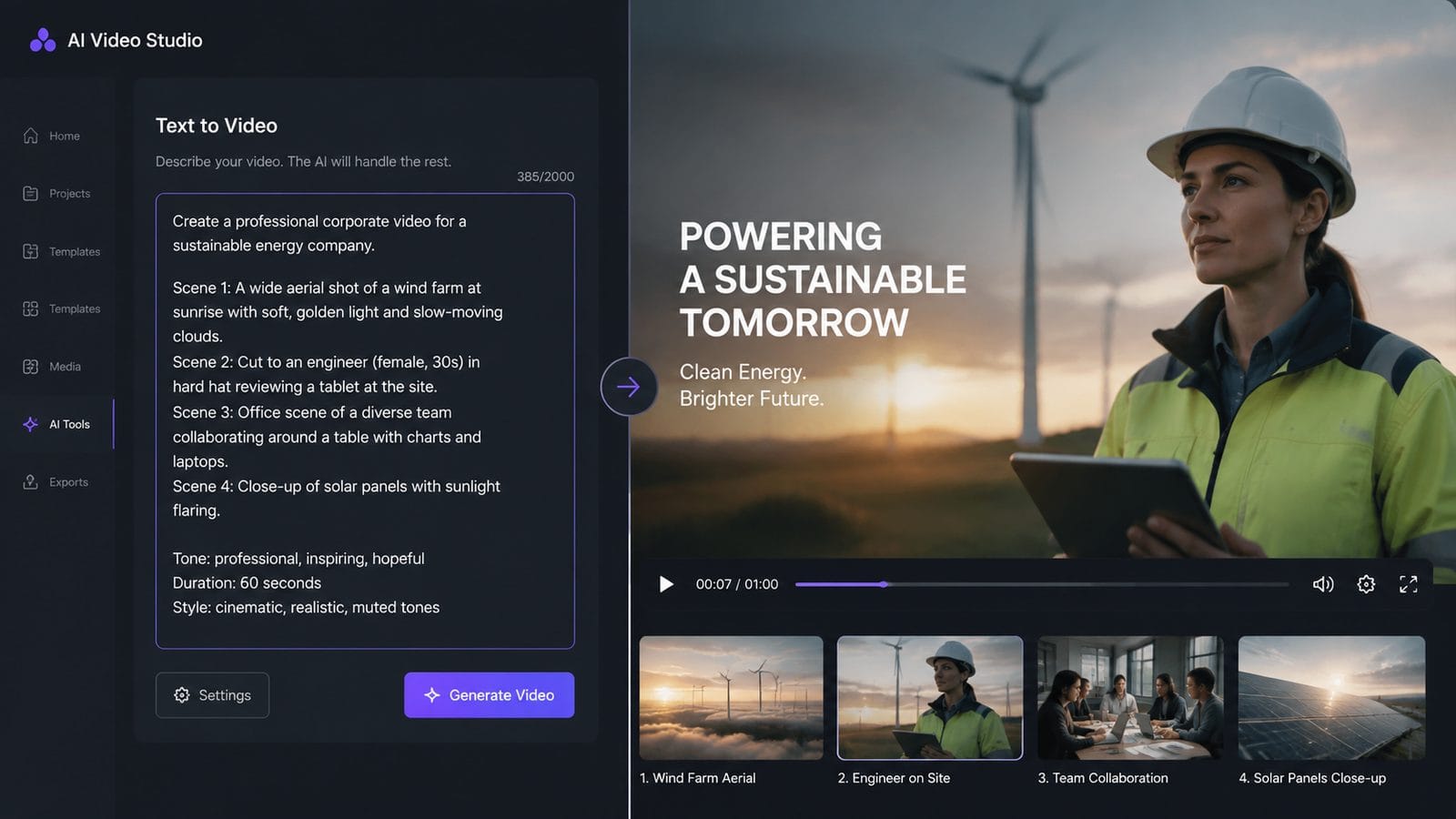 text to professional video ai workflow