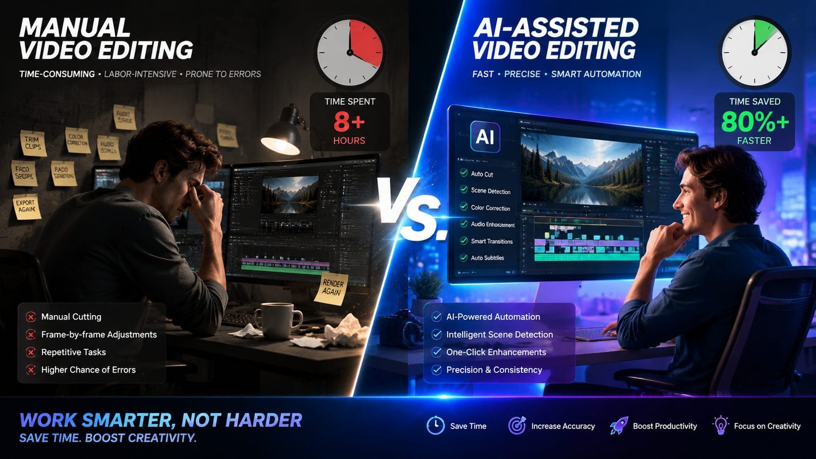 automated ai video editing software workflow