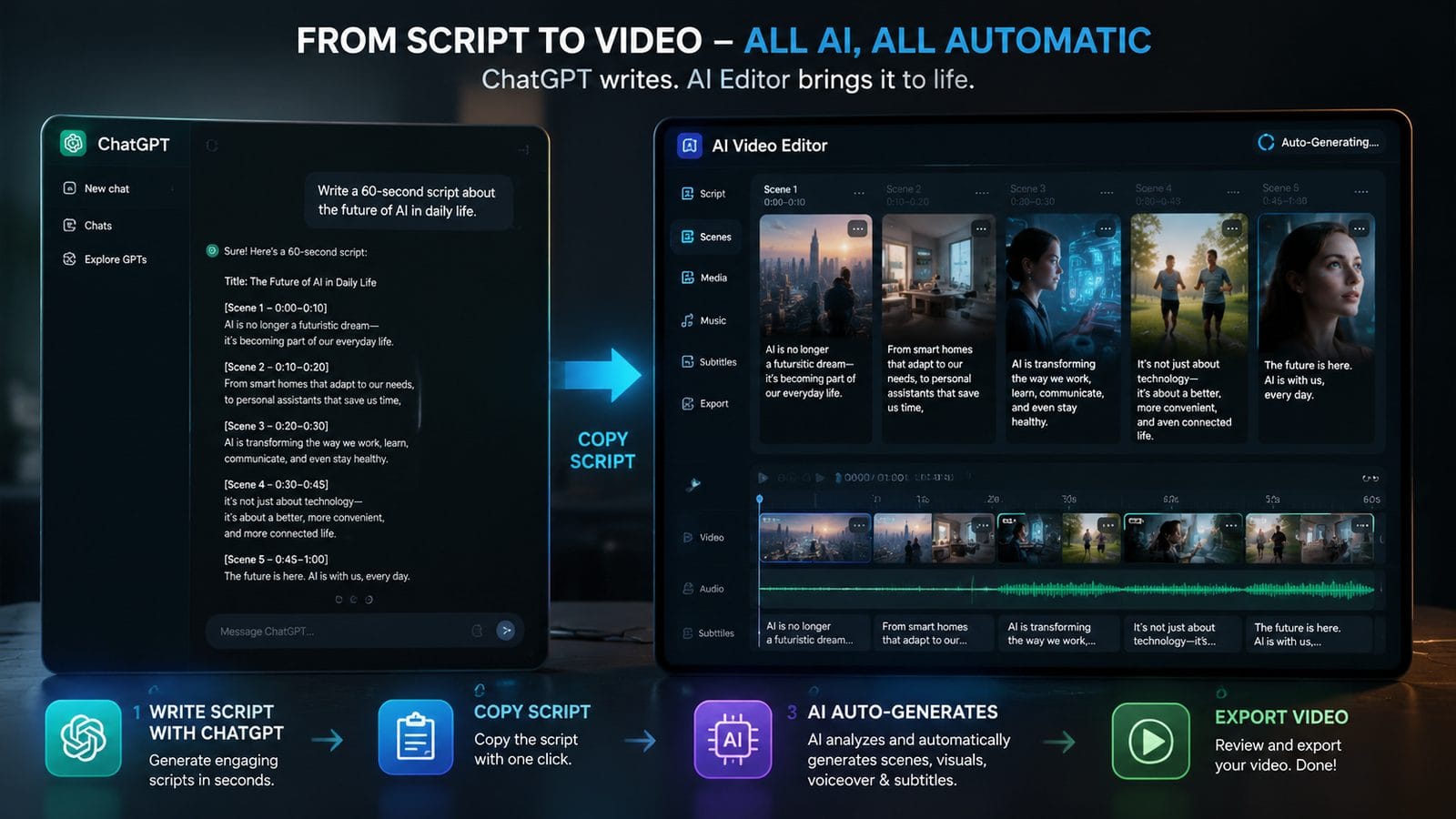 how to use chatgpt with ai video editors workflow