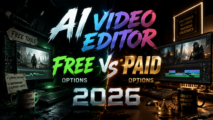 Бесплатные и платные AI-видеоредакторы 2026: что выигрывает?