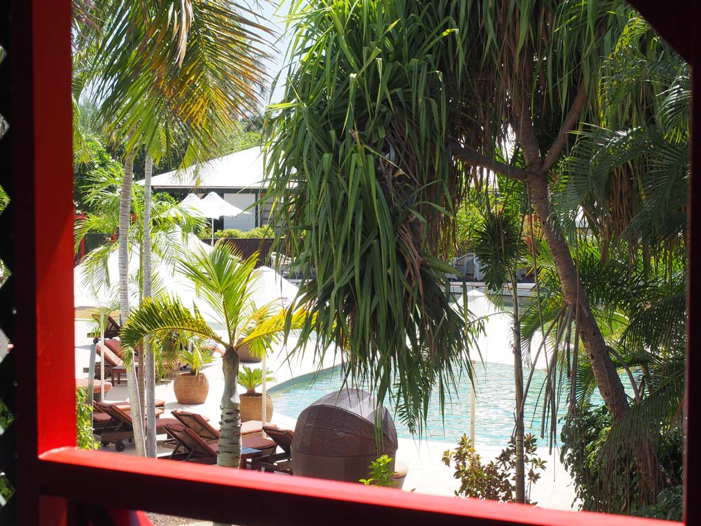 The gorgeous view from the balcony of a pool view room. 