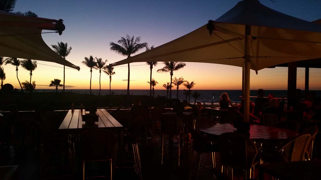 The view of sunset from the back of the bar at the Sunset Bar & Grill