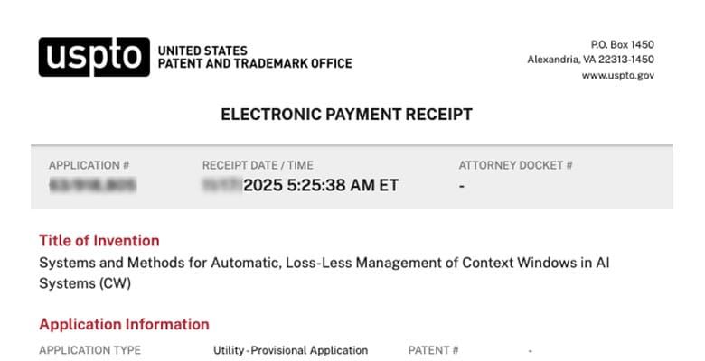 Systems and Methods for Automatic, Loss-Less Management of Context Windows in AI Systems (CW)