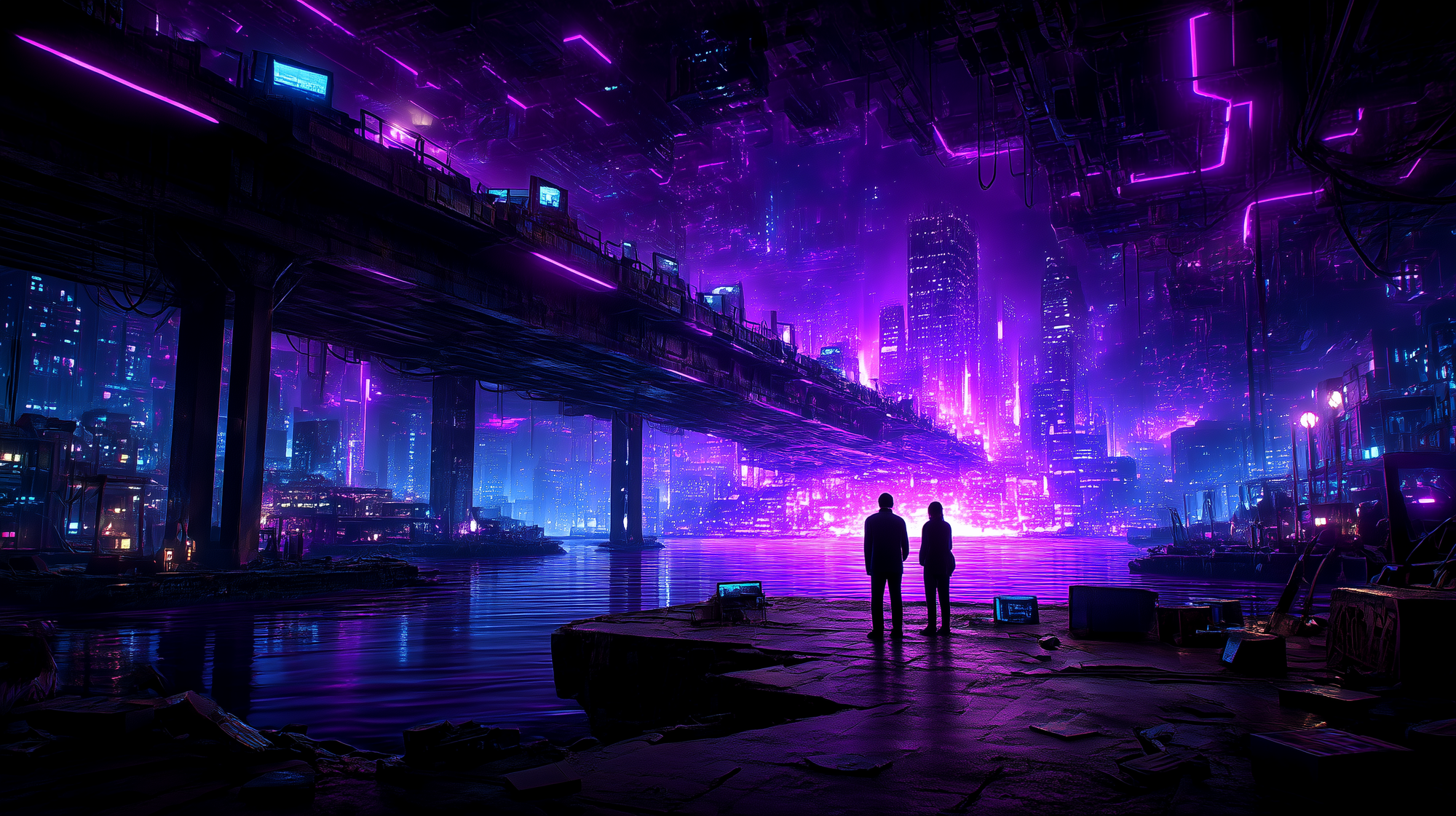 massive ocean of glowing data beneath a crumbling platform, corporate executives casually sweeping information into the void