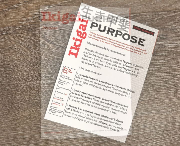 Purpose - Ikigai - study cards Goju Karate