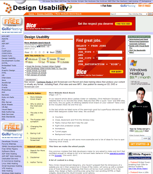 Reducing Useless Clutter on Websites
