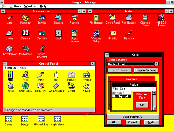 A Tribute to the Windows 3.1 “Hot Dog Stand” Color Scheme