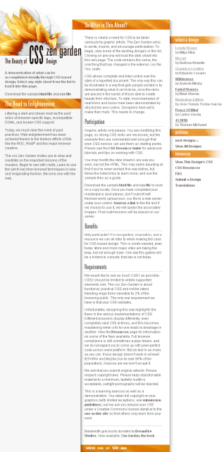 CSS Zen Garden HTML with stylesheet