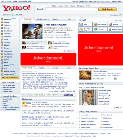 Yahoo! homepage