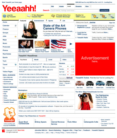 Yahoo! homepage, redesigned