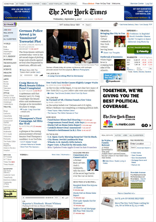 New York Times website screenshot