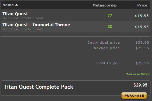 Titan Quest Gold: downloadable version, $29.95