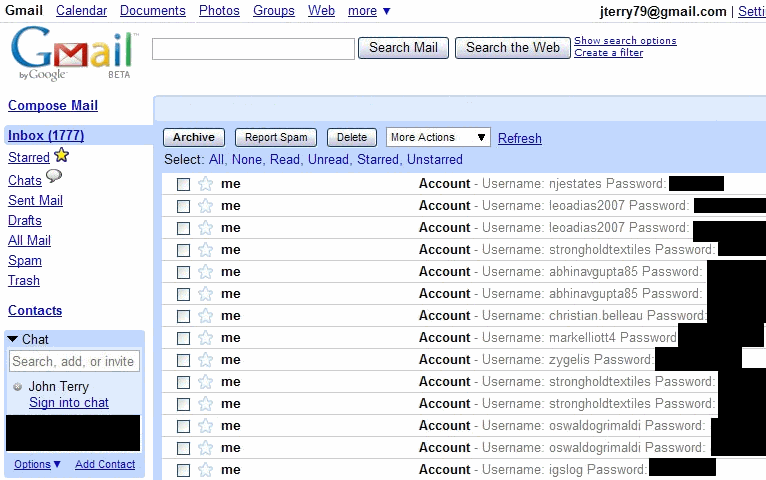 gmail password thief screenshot