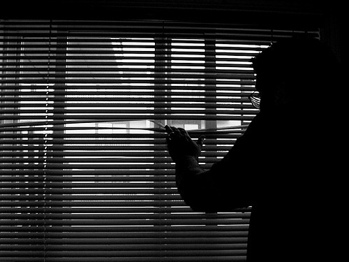 hidden behind a window