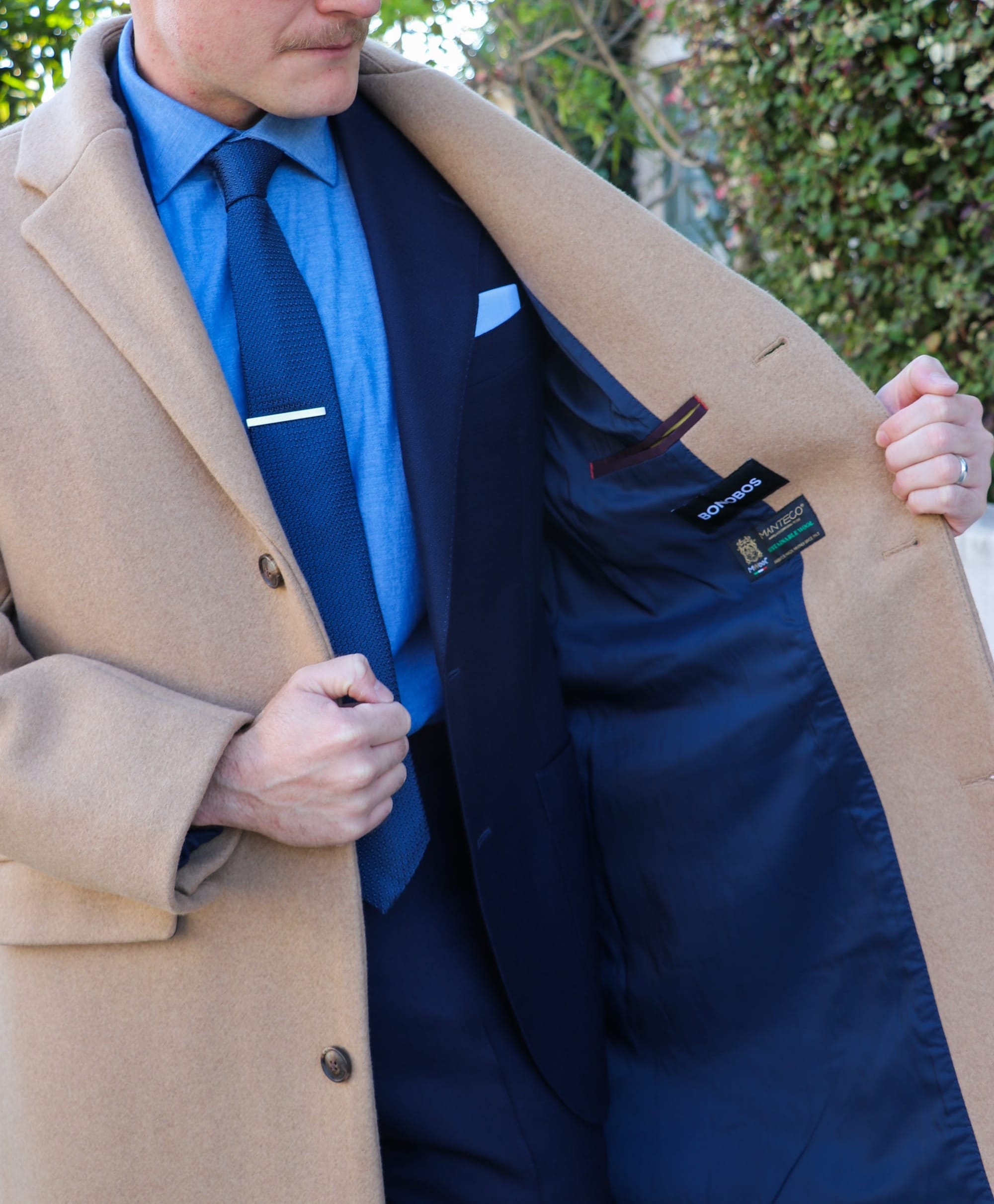 blue dress for baby girl Men's Dress Coat Long Wool Winter Dress Knee Length Coat Camel ~ Khaki main image 0