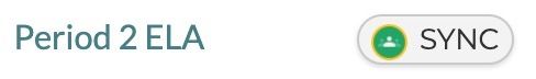 Screenshot of sync button for Google Classroom integration. 