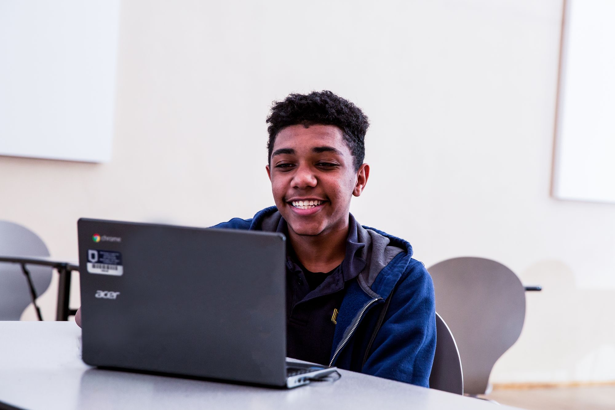Student reading a science fiction short story from CommonLit