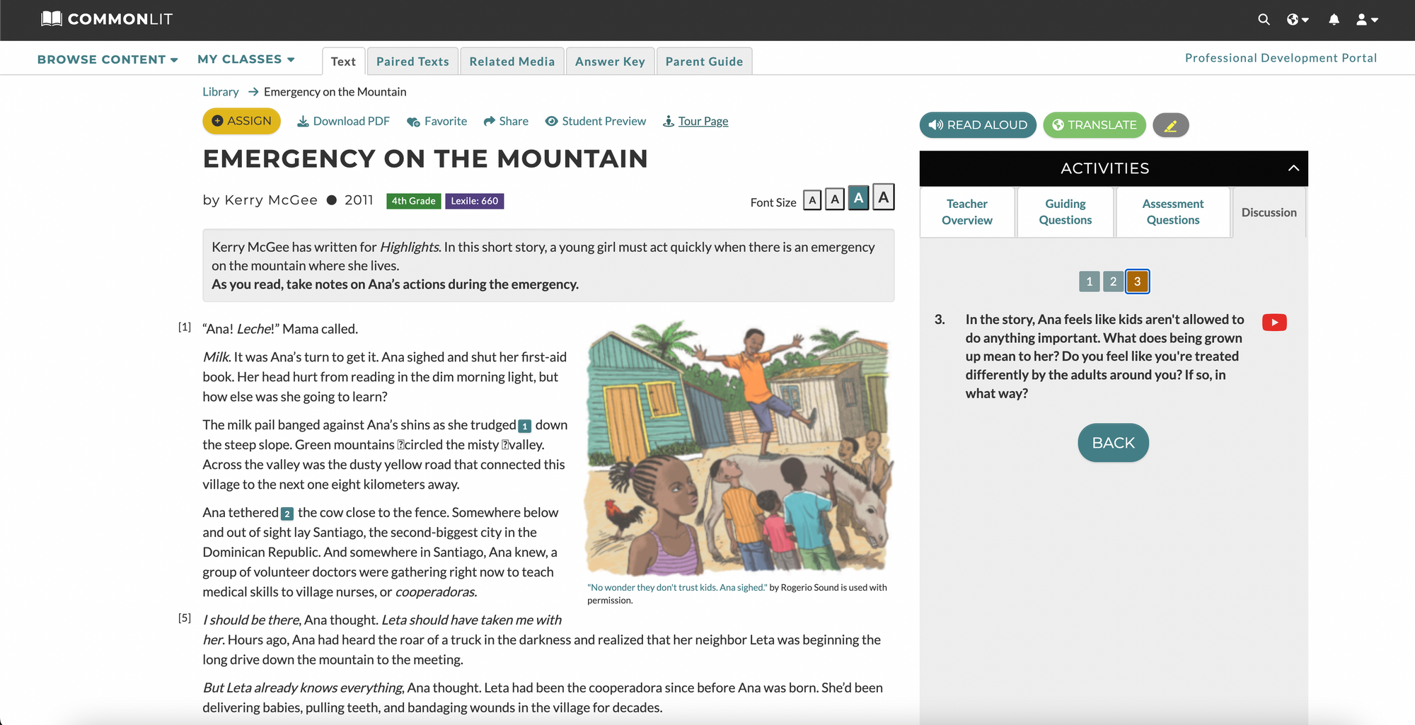Reading Lesson: "Emergency on the Mountain" by Kerry McGee