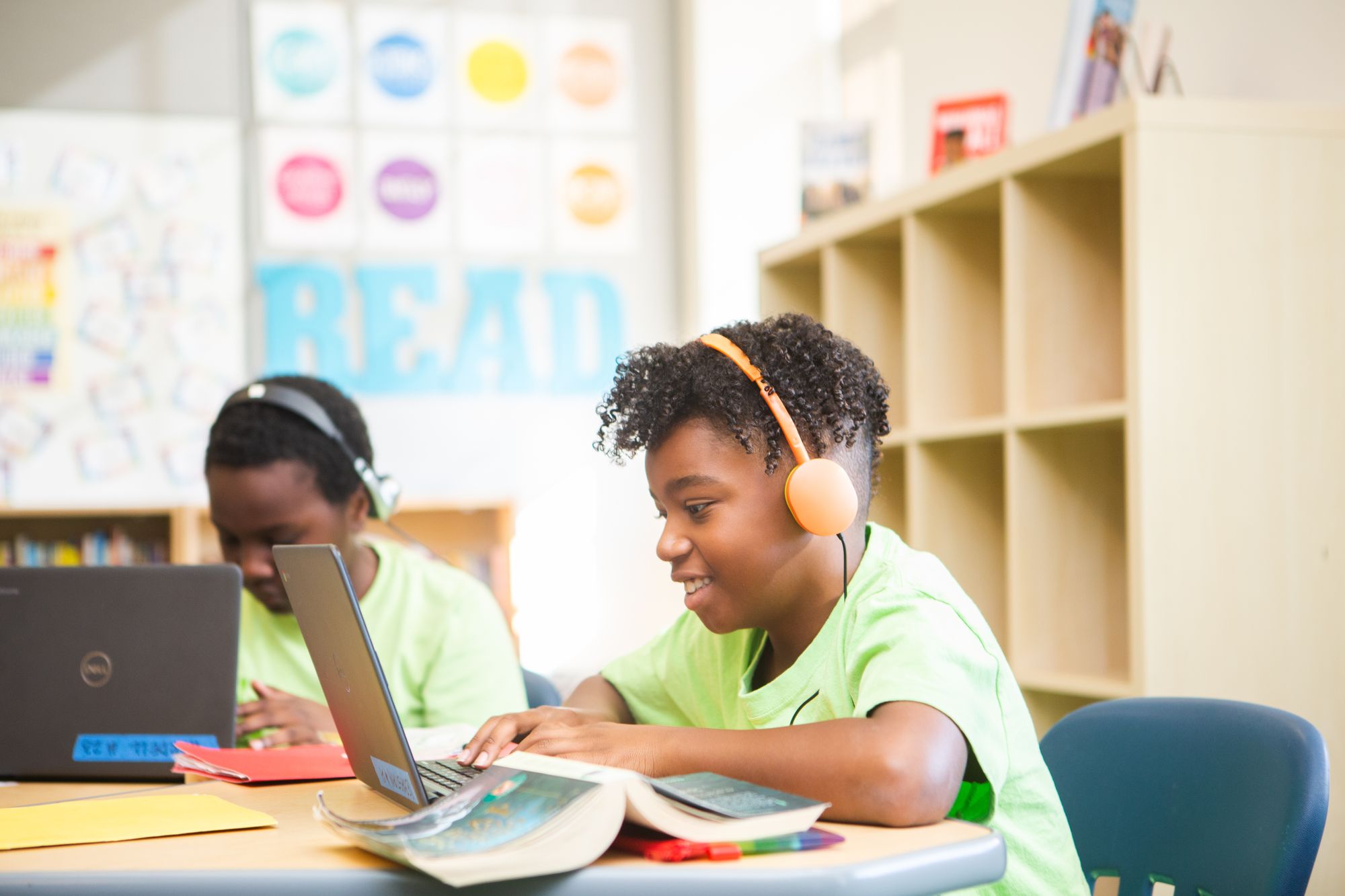 Students work on CommonLit reading lesson. 
