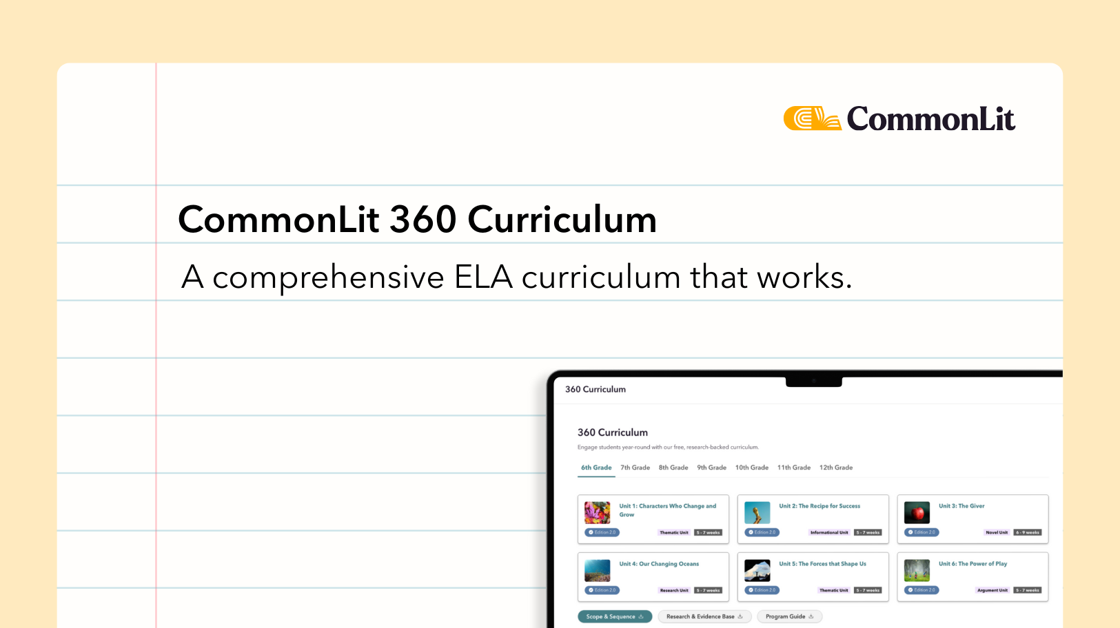 An image of the CommonLit 360 units page.